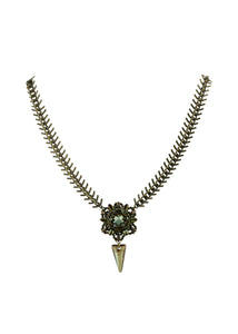 Antique brass spiked necklace